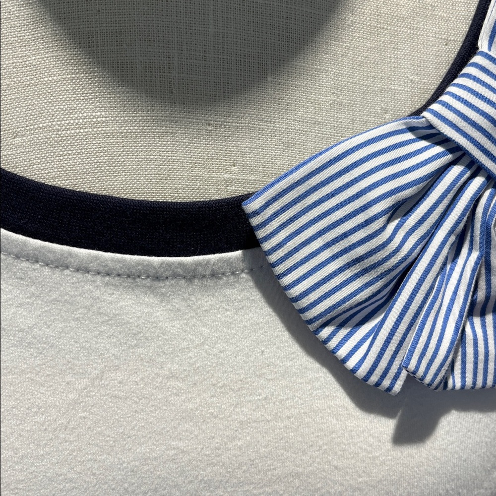 Kate Spade White and Blue Striped Bow T-Shirt size XL - Picture 3 of 9
